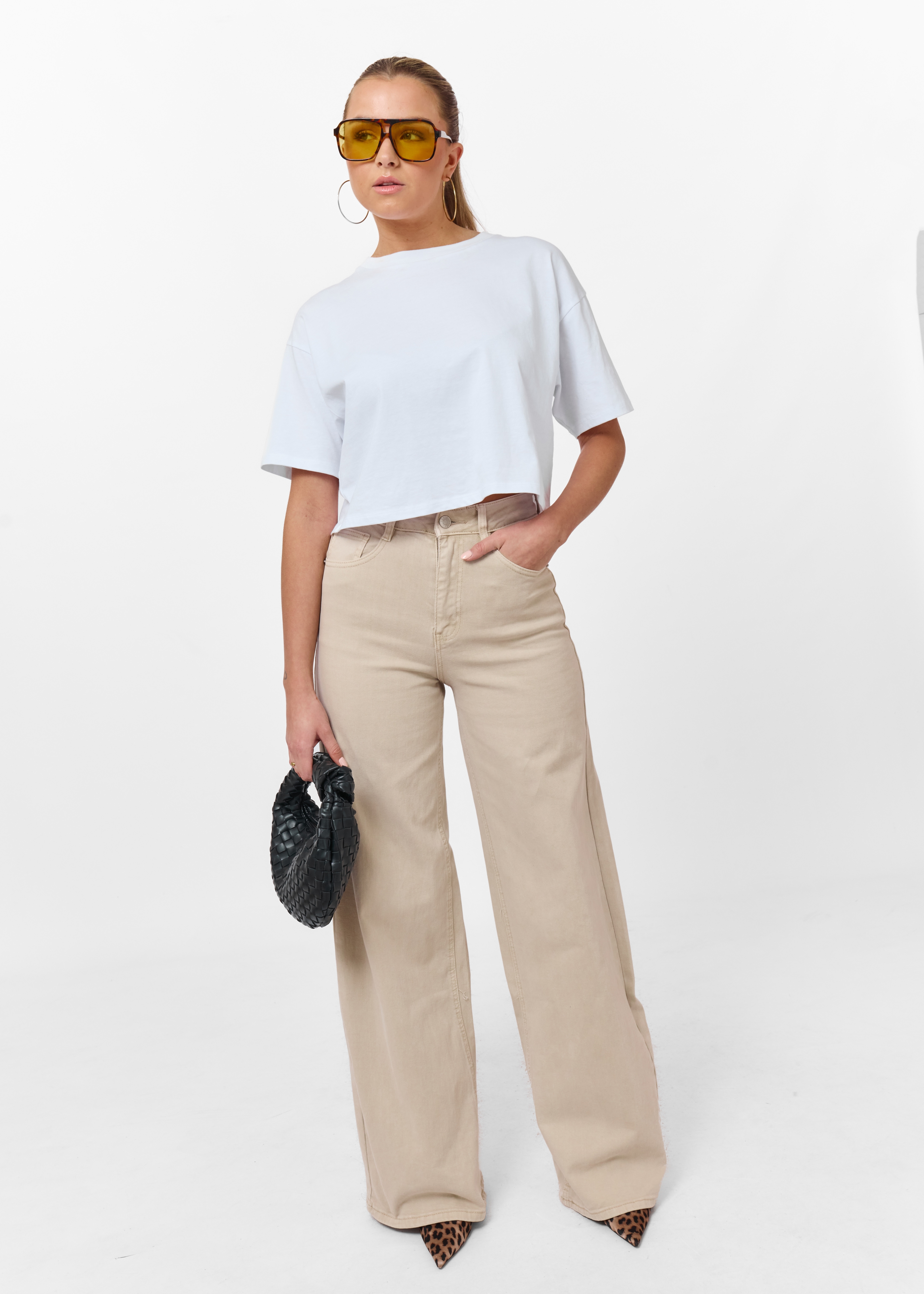 Wide leg stretch jeans