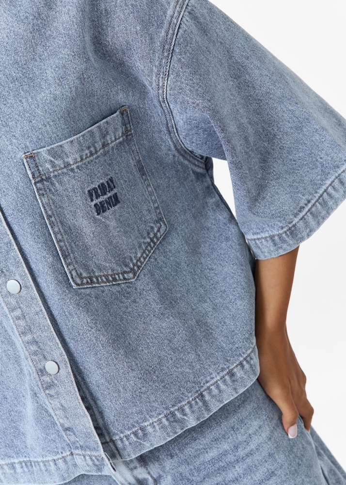 Denim blouse korte mouw