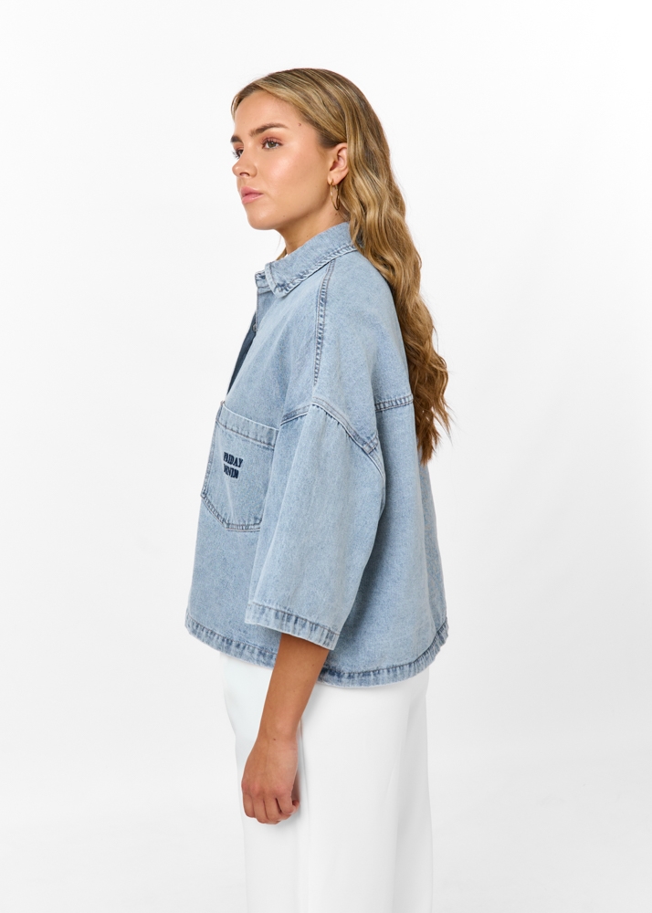 Denim blouse korte mouw