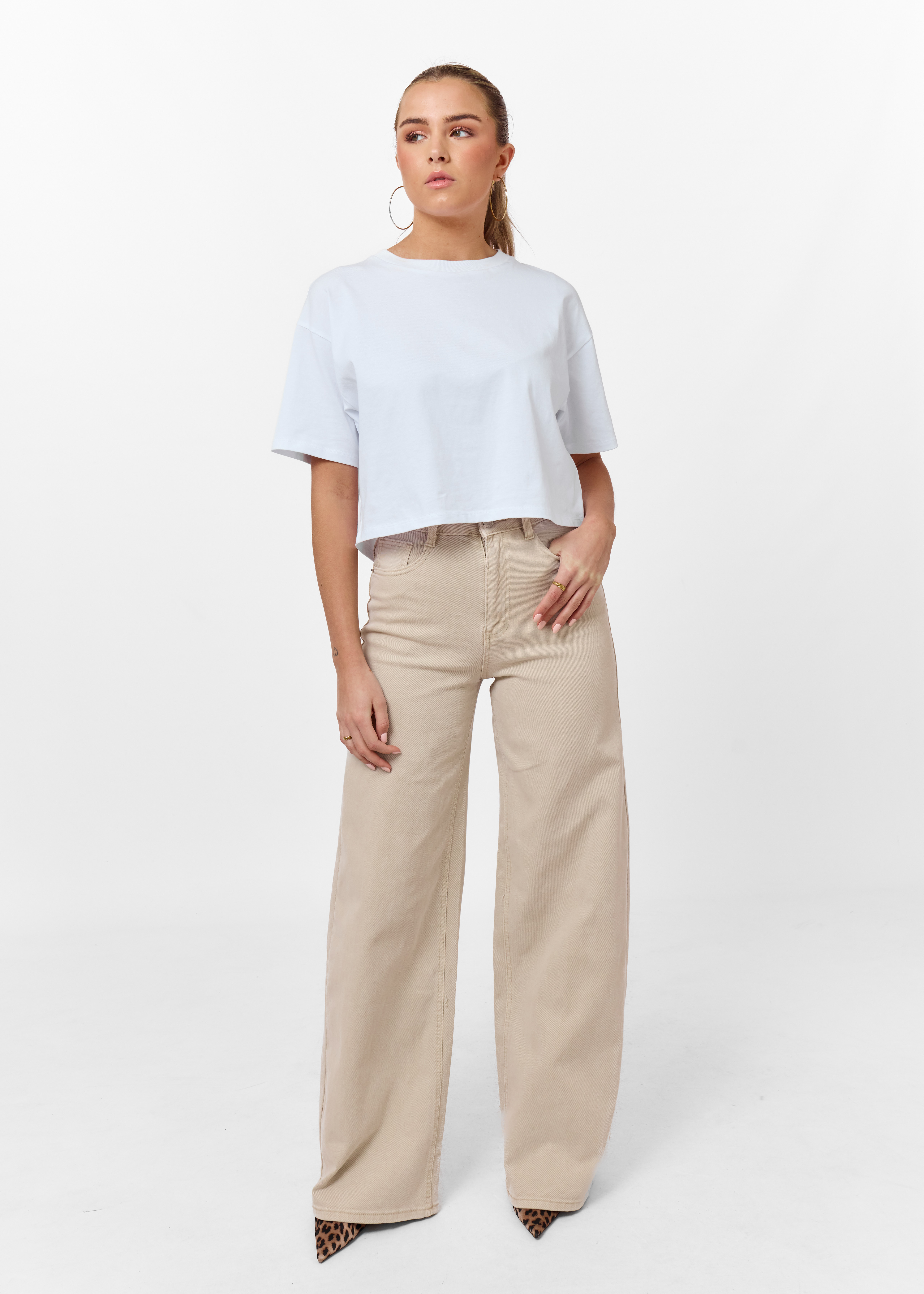 Wide leg stretch jeans