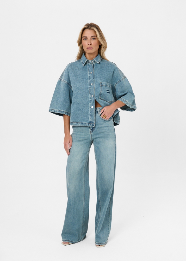 Wide leg stretch jeans