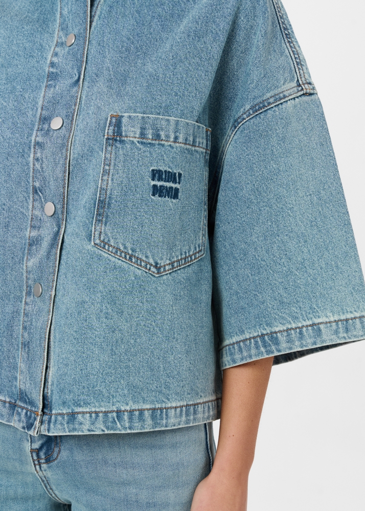 Denim blouse korte mouw