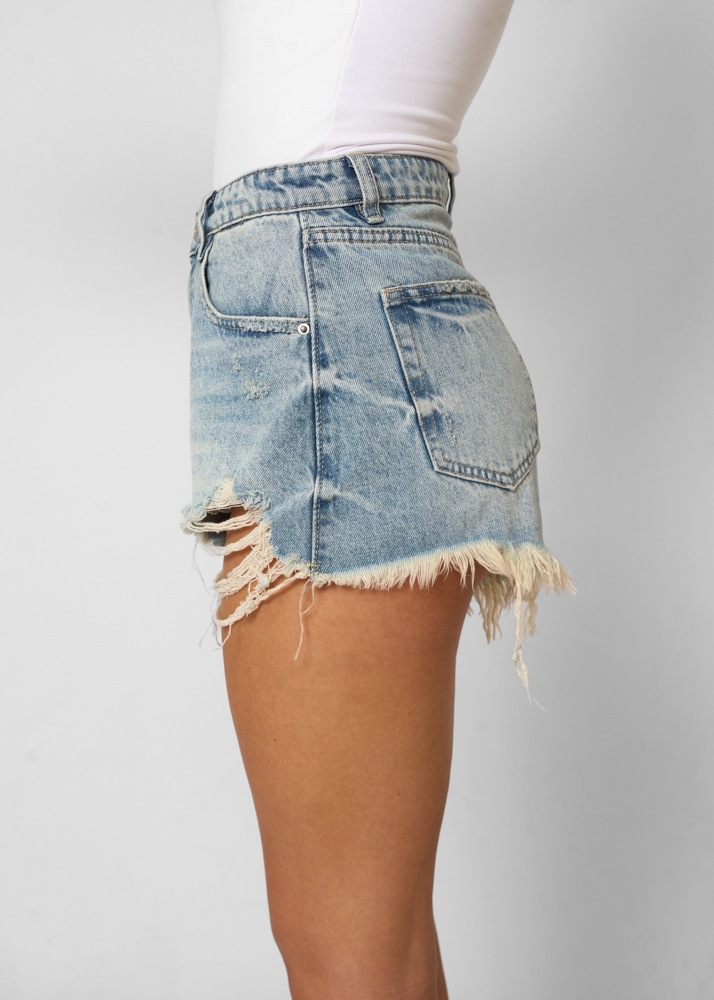 High waist jeans short