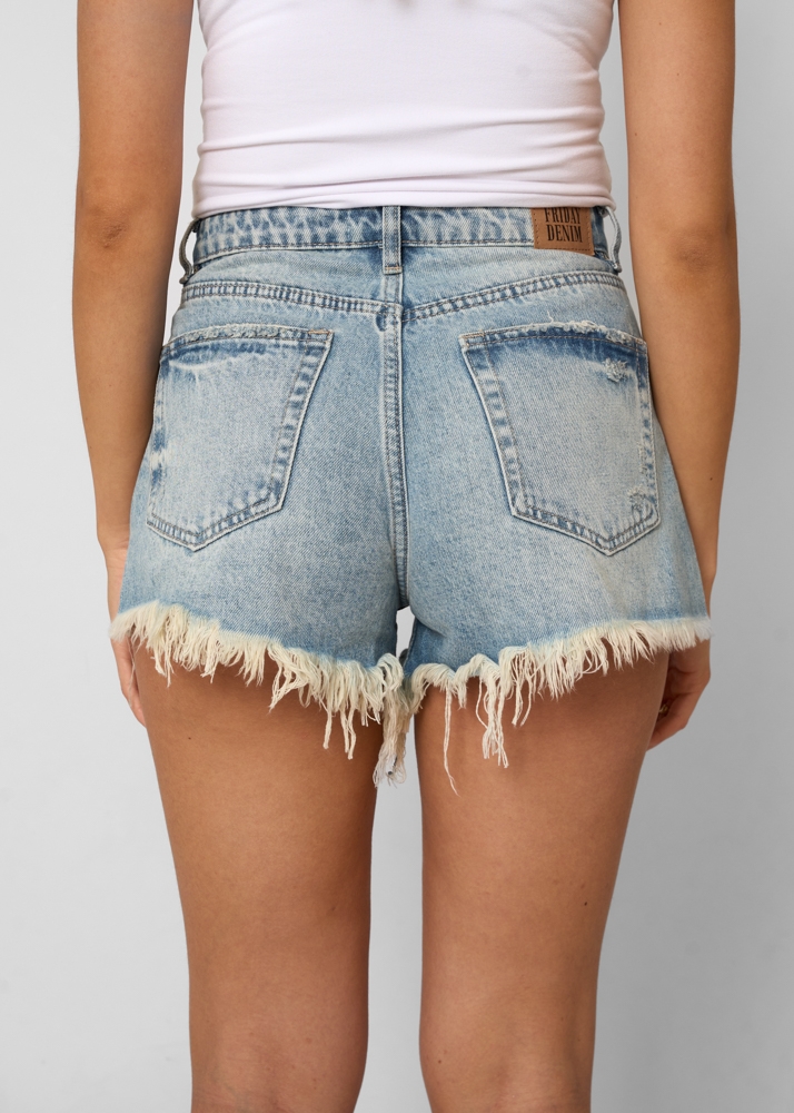 High waist jeans short