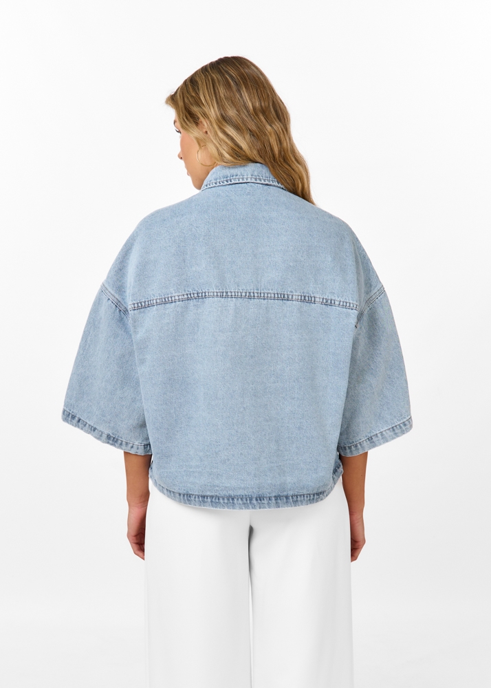 Denim blouse korte mouw