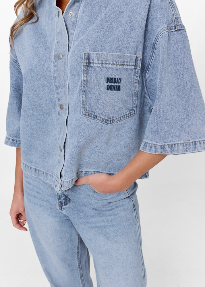 Denim blouse korte mouw
