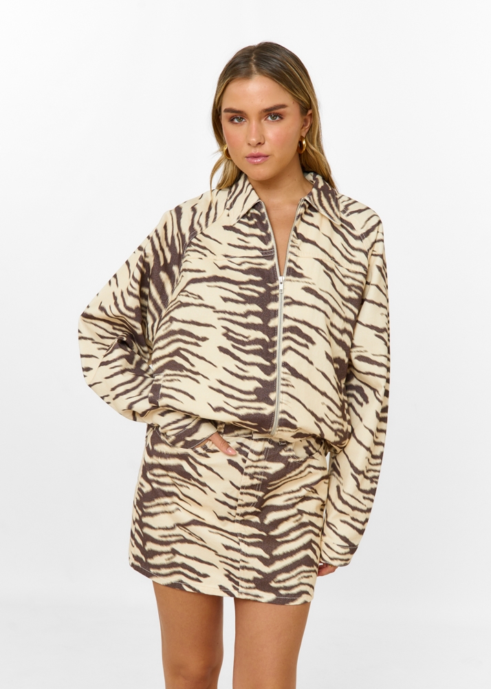 Zebra oversized denim jacket
