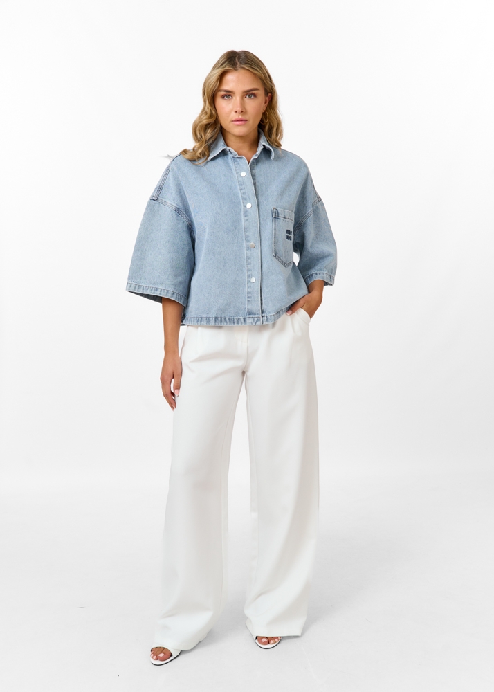 Denim blouse korte mouw