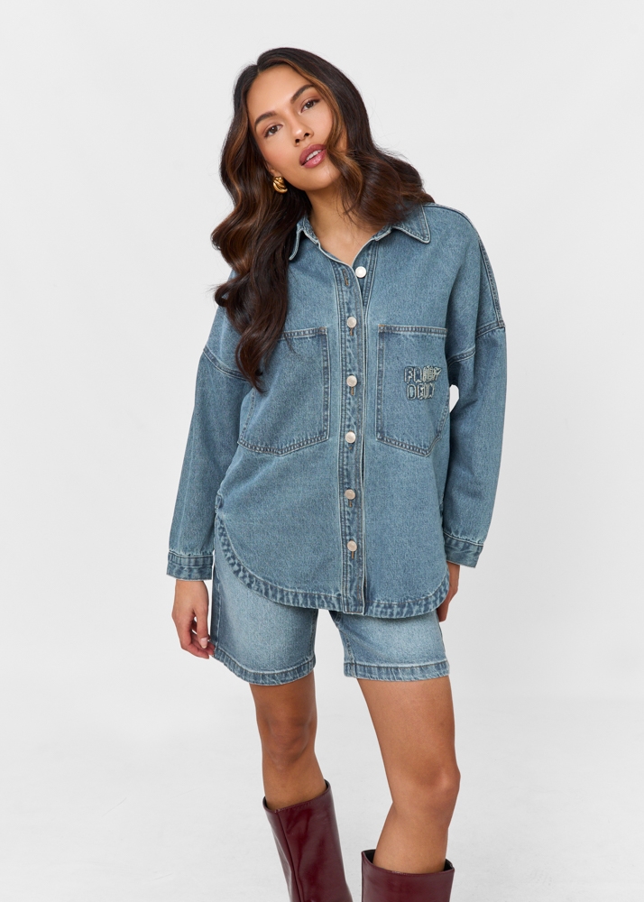 Oversized denim blouse